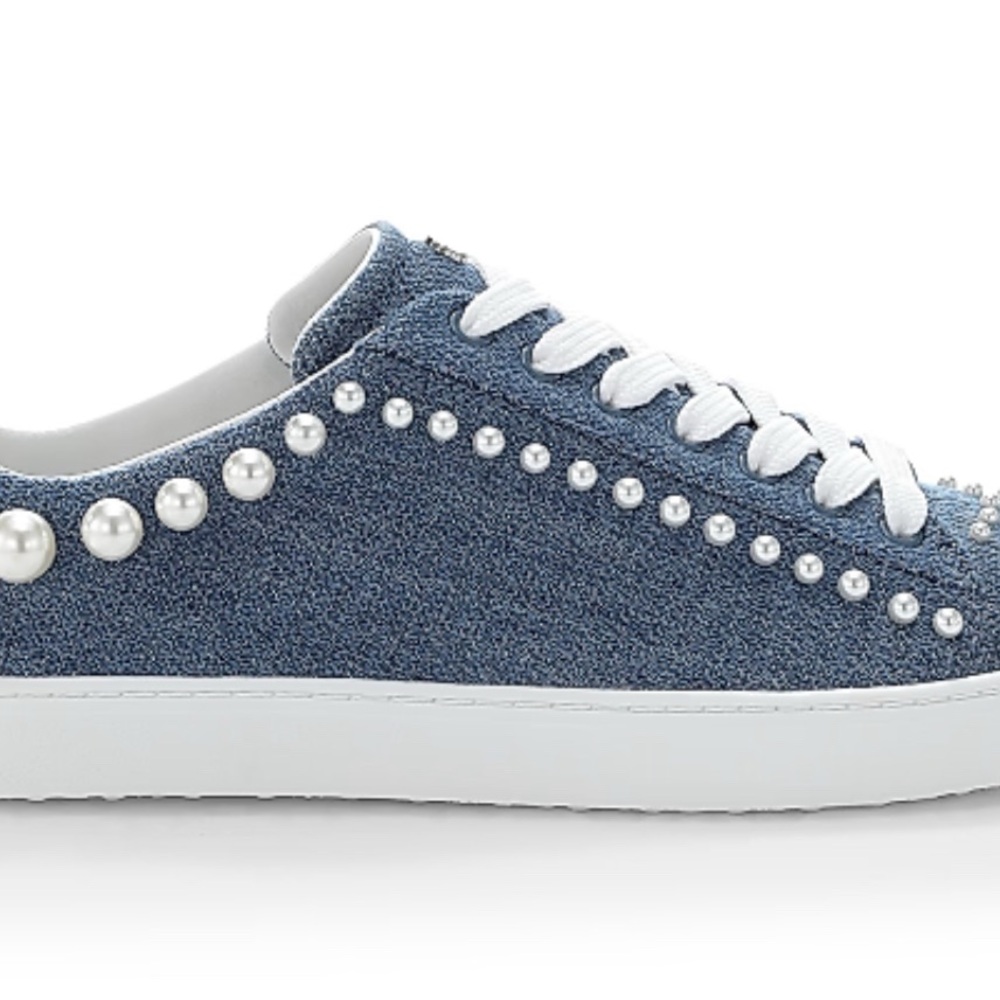 Stuart Weitzman Goldie Embellished Denim Sneakers